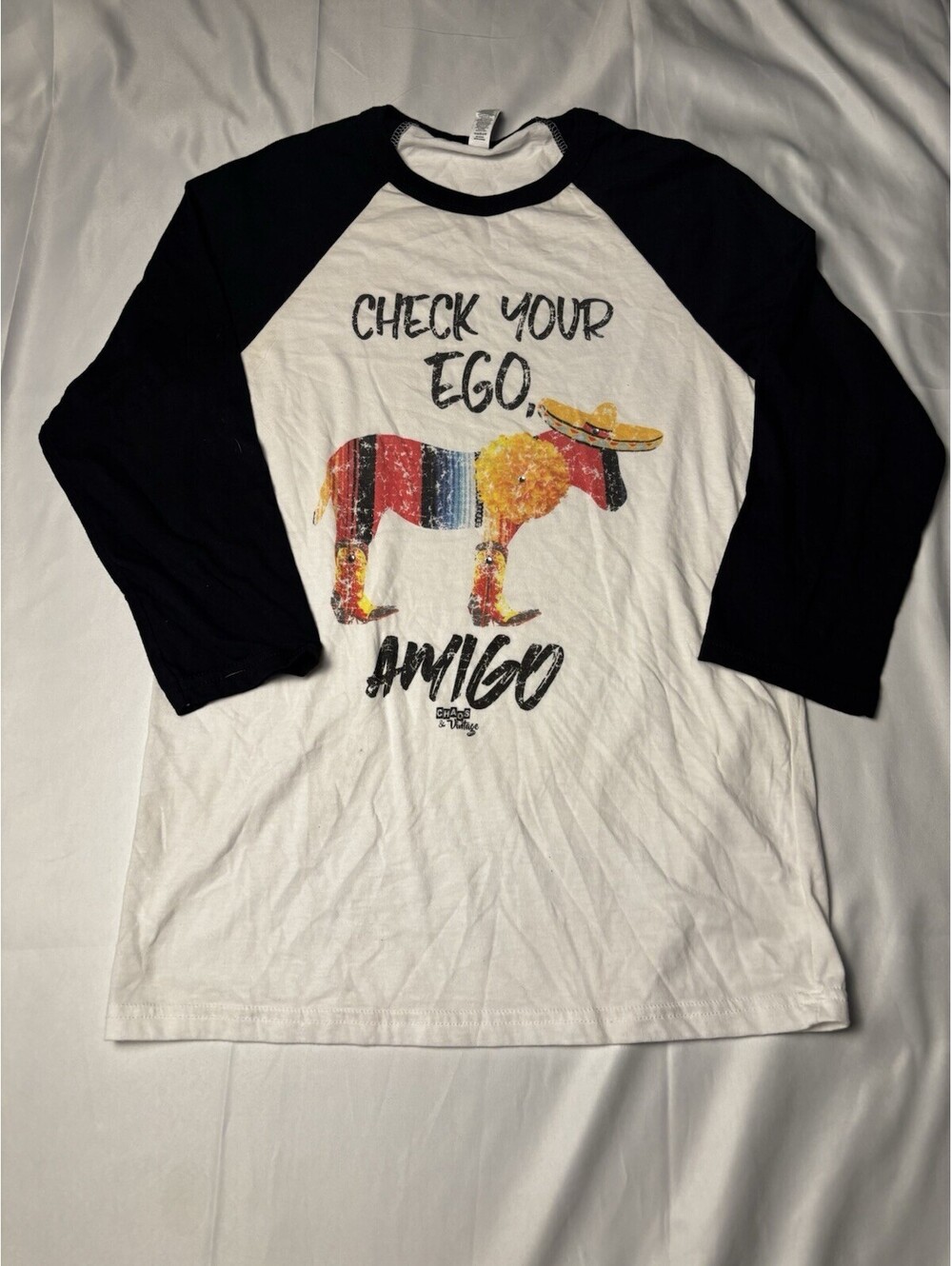 Bella+Canvas Check Your Ego Amigo Graphic Raglan T-Shirt